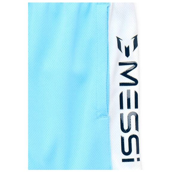 Messi Girls Athletic Logo Tape 2 Shorts elasticized waist blue black S 6-6X NEW - Picture 3 of 5